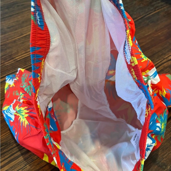 Ambsn California Hawaiian Liner Swim Trunks Sz Xl Elastic Waist Zip Pocket Logo - Picture 9 of 9